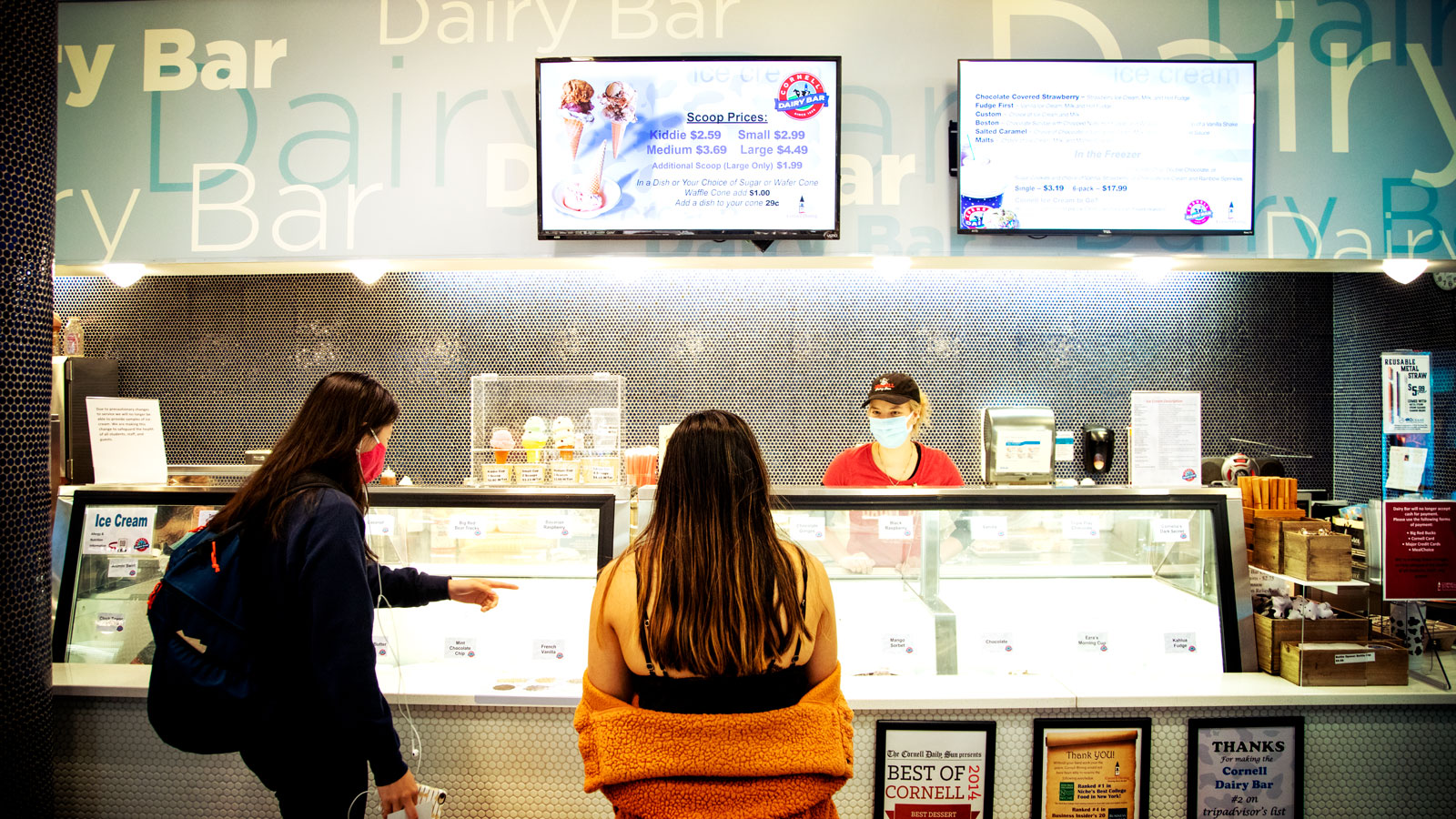 students at the Cornell Dairy Bar counter