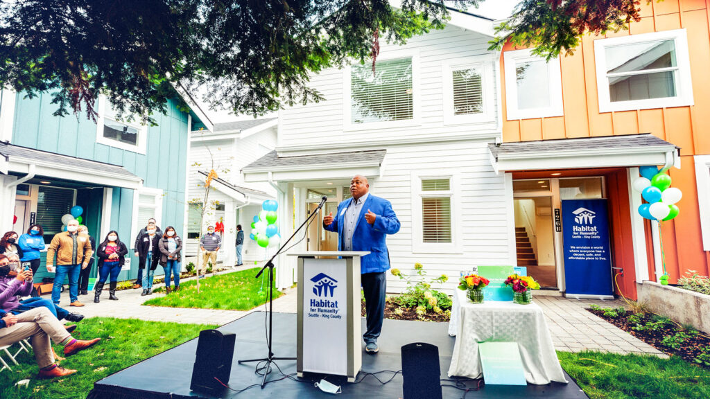 Hackney, a state senator in Washington State representing south King County, attends a Habitat for Humanity Seattle event earlier this year