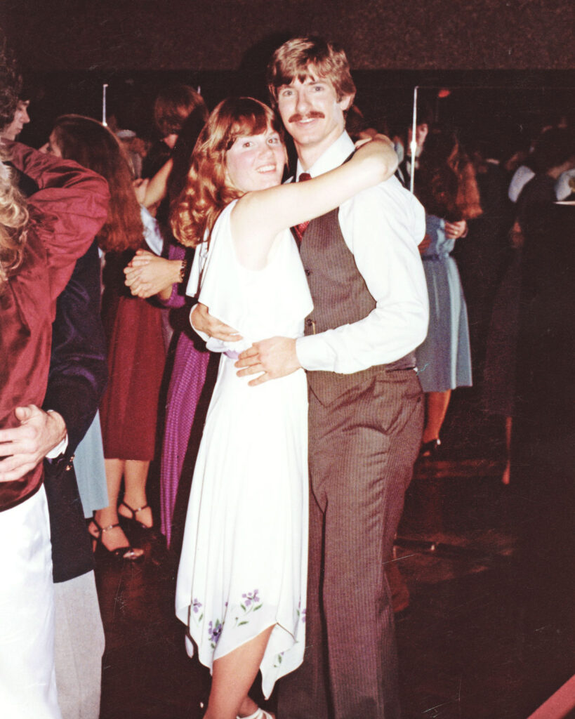 a couple dancing in the 1970s