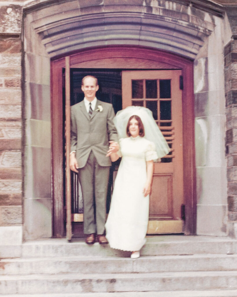 a bridal couple in the 60s