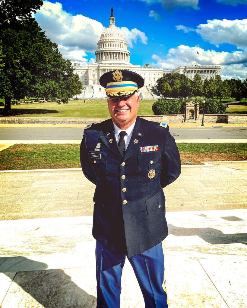 Doug Fairbank in uniform in front of the U.S. Capitol