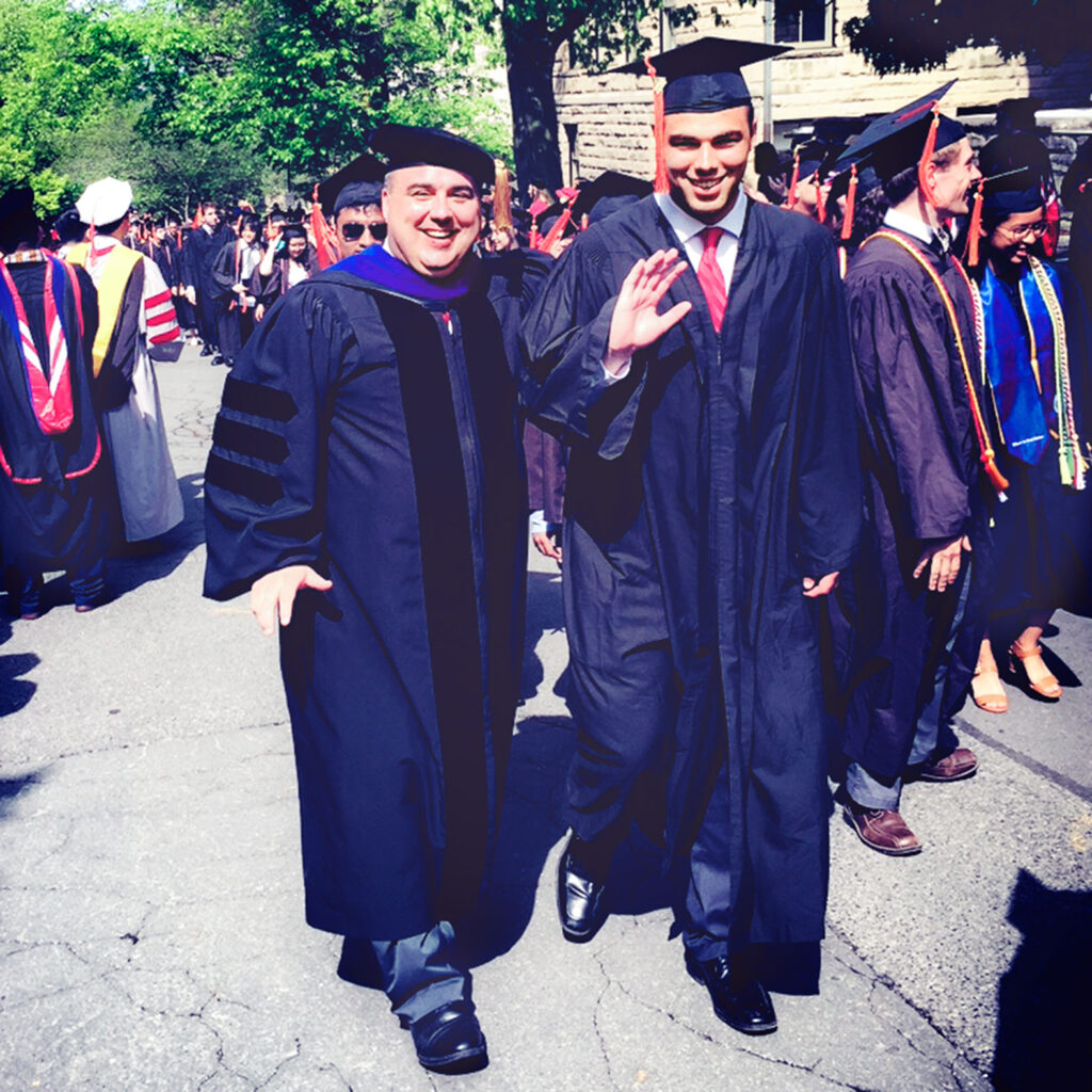 Tom and Jon Overton during the academic procession at Commencement 2019