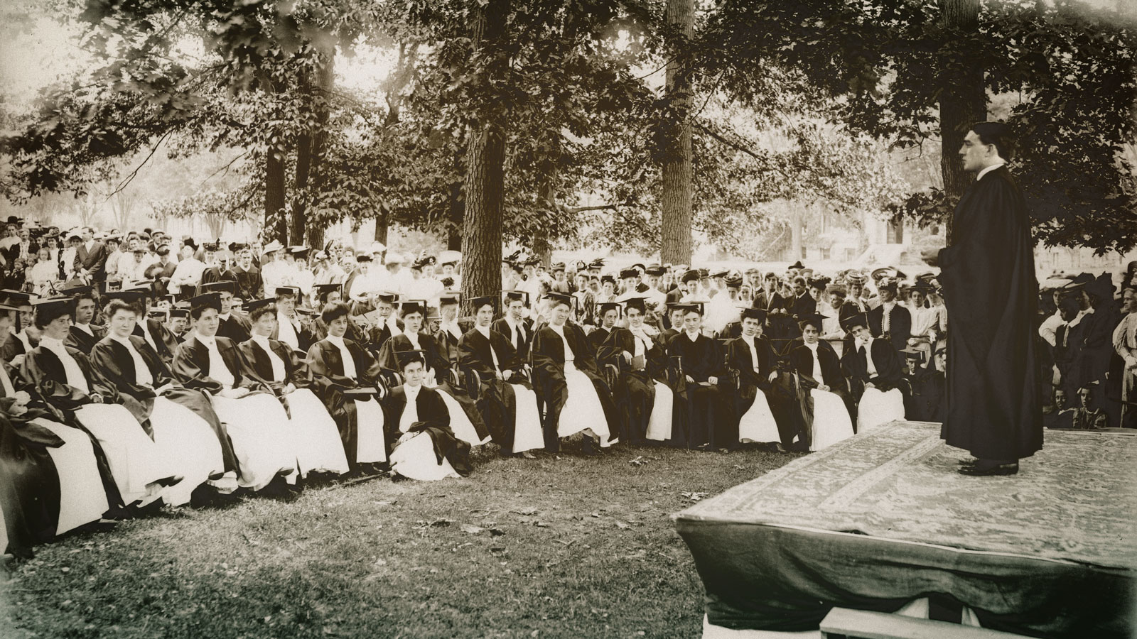 Jacob Gould Schurman leading Cornell commencement in 1906