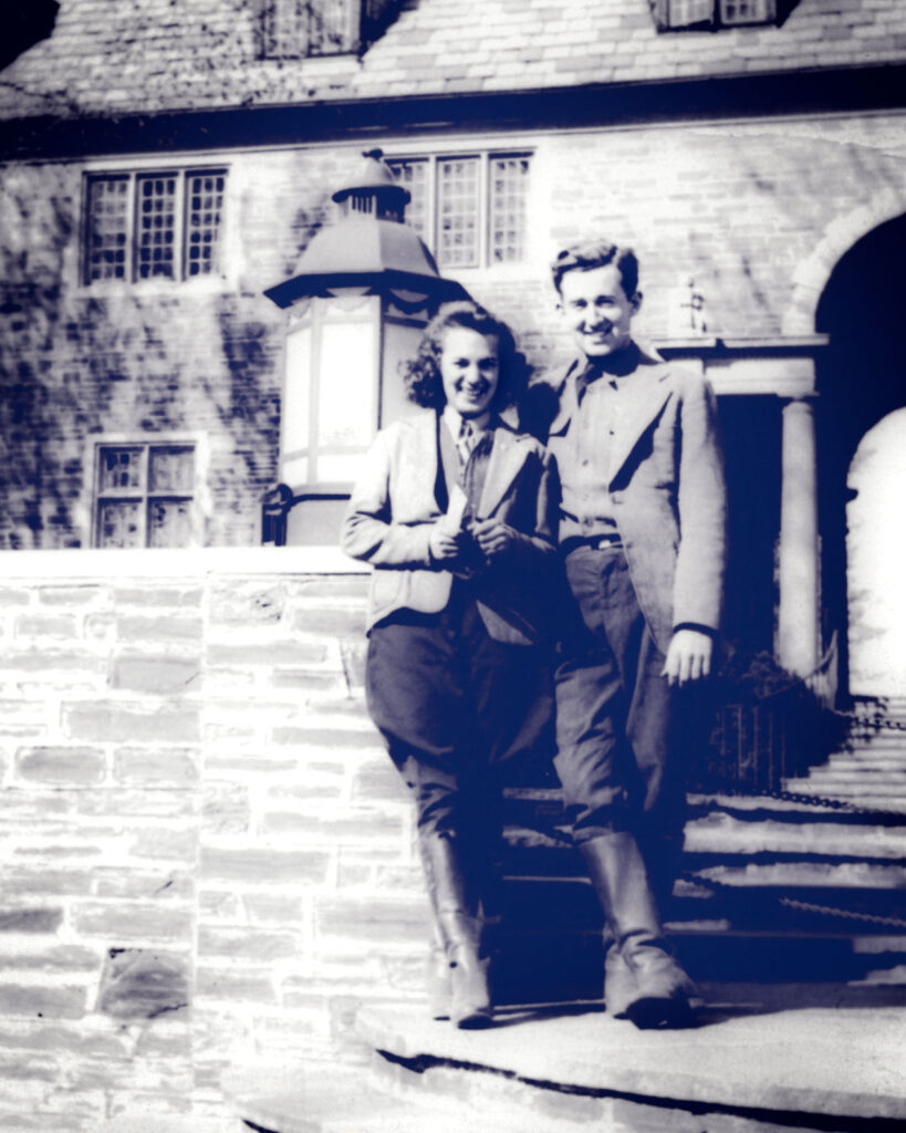 Marie Loomis Overton and Richard M. Overton, both Class of ’43, in front of Balch Hall in 1941