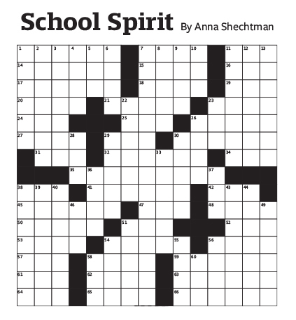 A blank grid for a crossword puzzle titled "School Spirit"