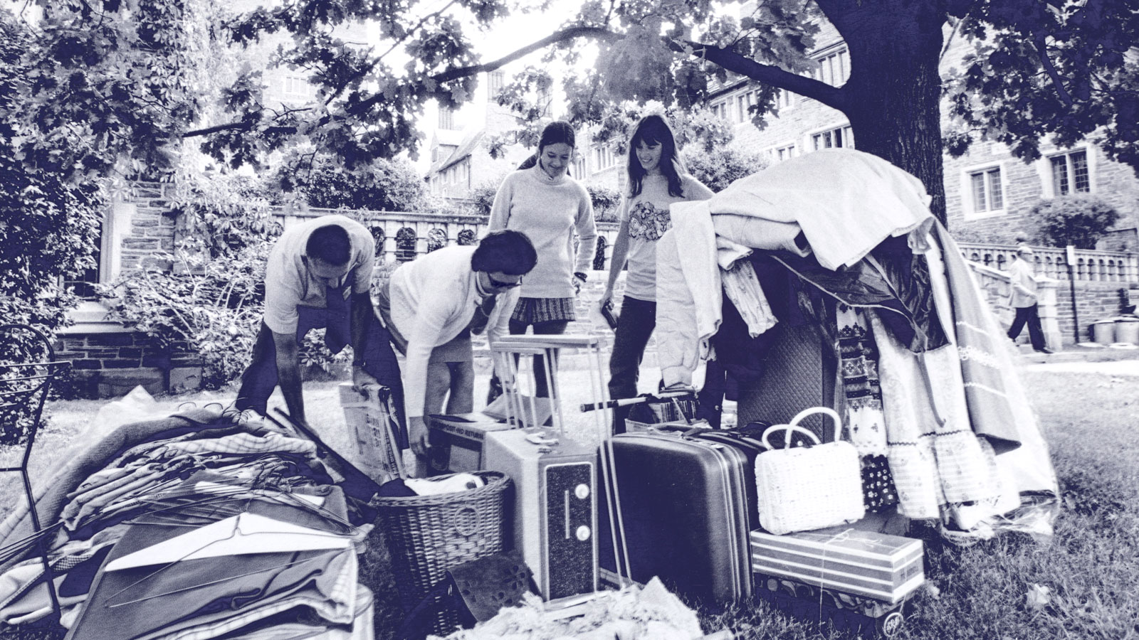 A scene from move in on West Campus in the early 1980s