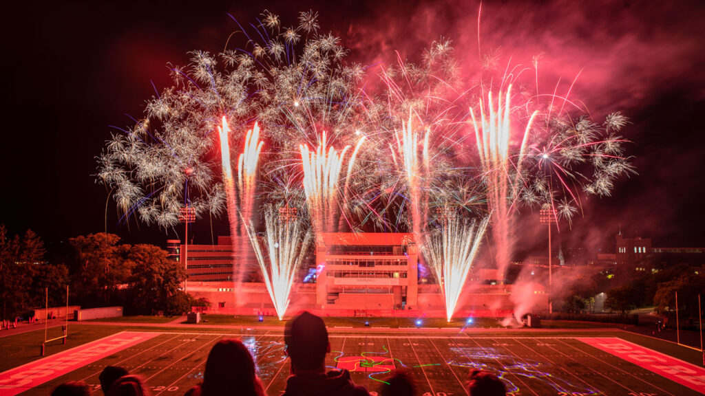 Fireworks display at Schoellkopf for Homecoming Weekend.