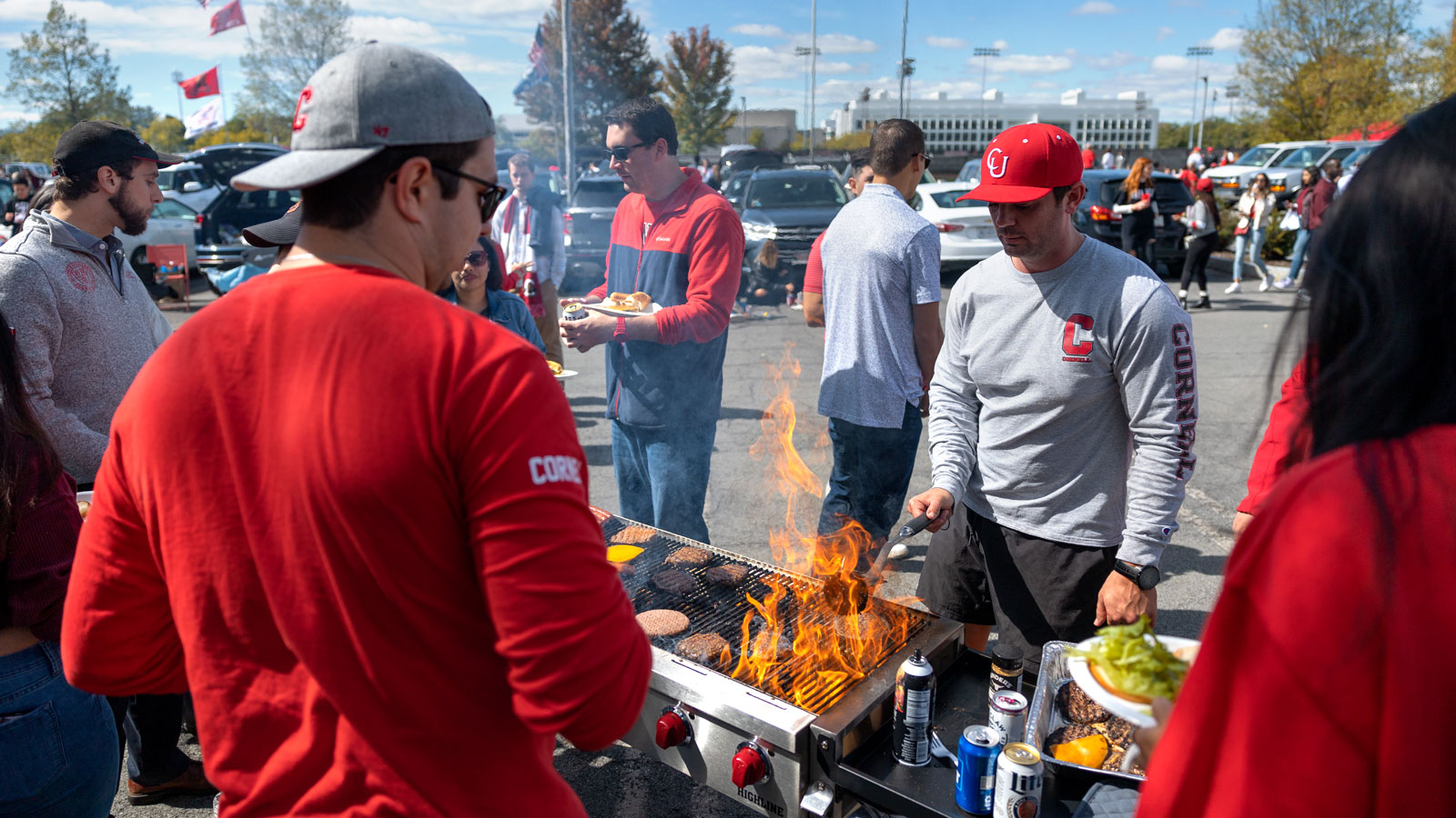 Tailgating on campus before the Homecoming football game against Yale