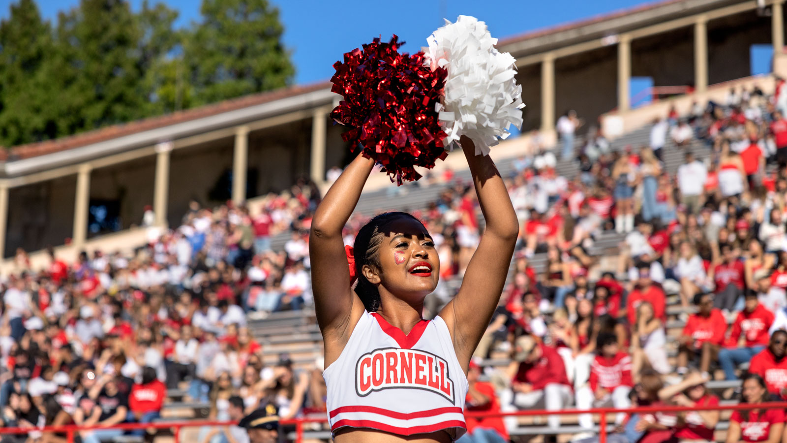 Cheerleader at the Homecoming game against Yale at Schoellkopf