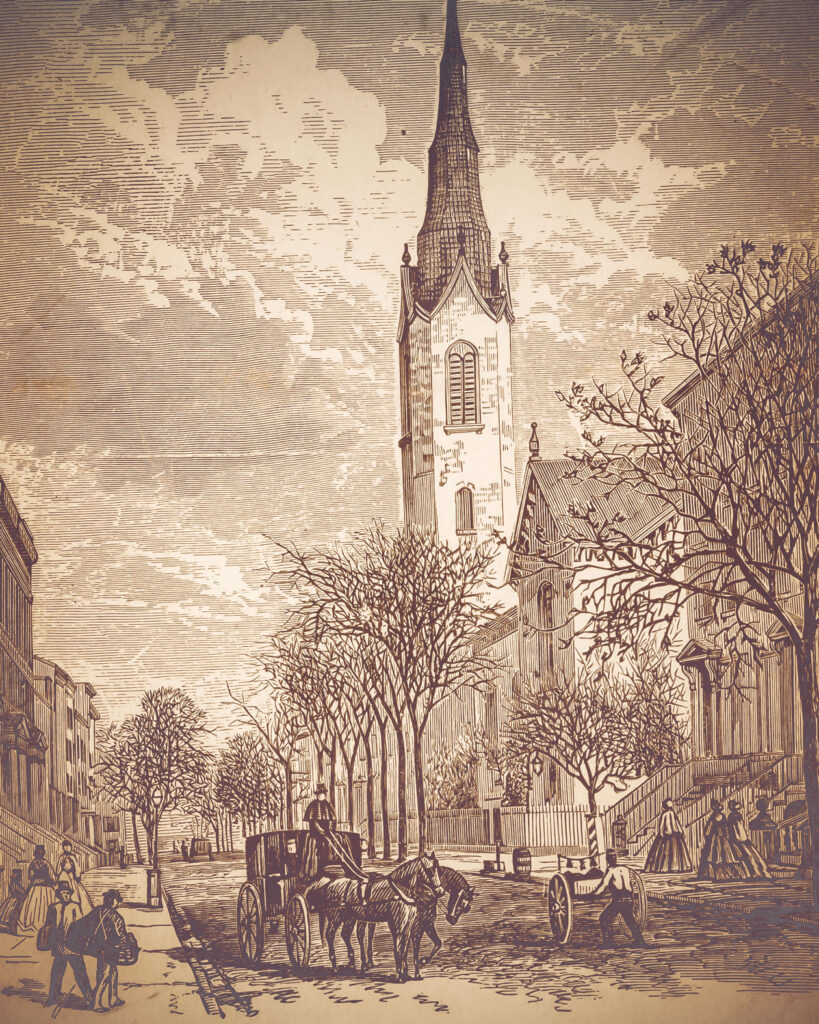 An illustration of a church in Brooklyn