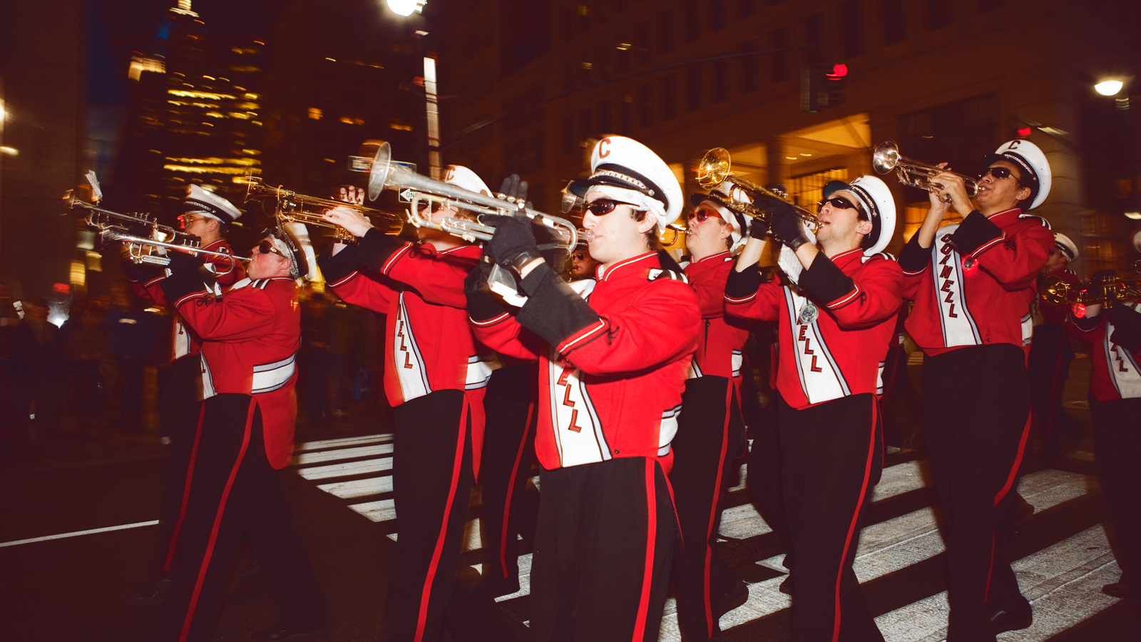 Band members march in the Sy Katz Parade in New York City