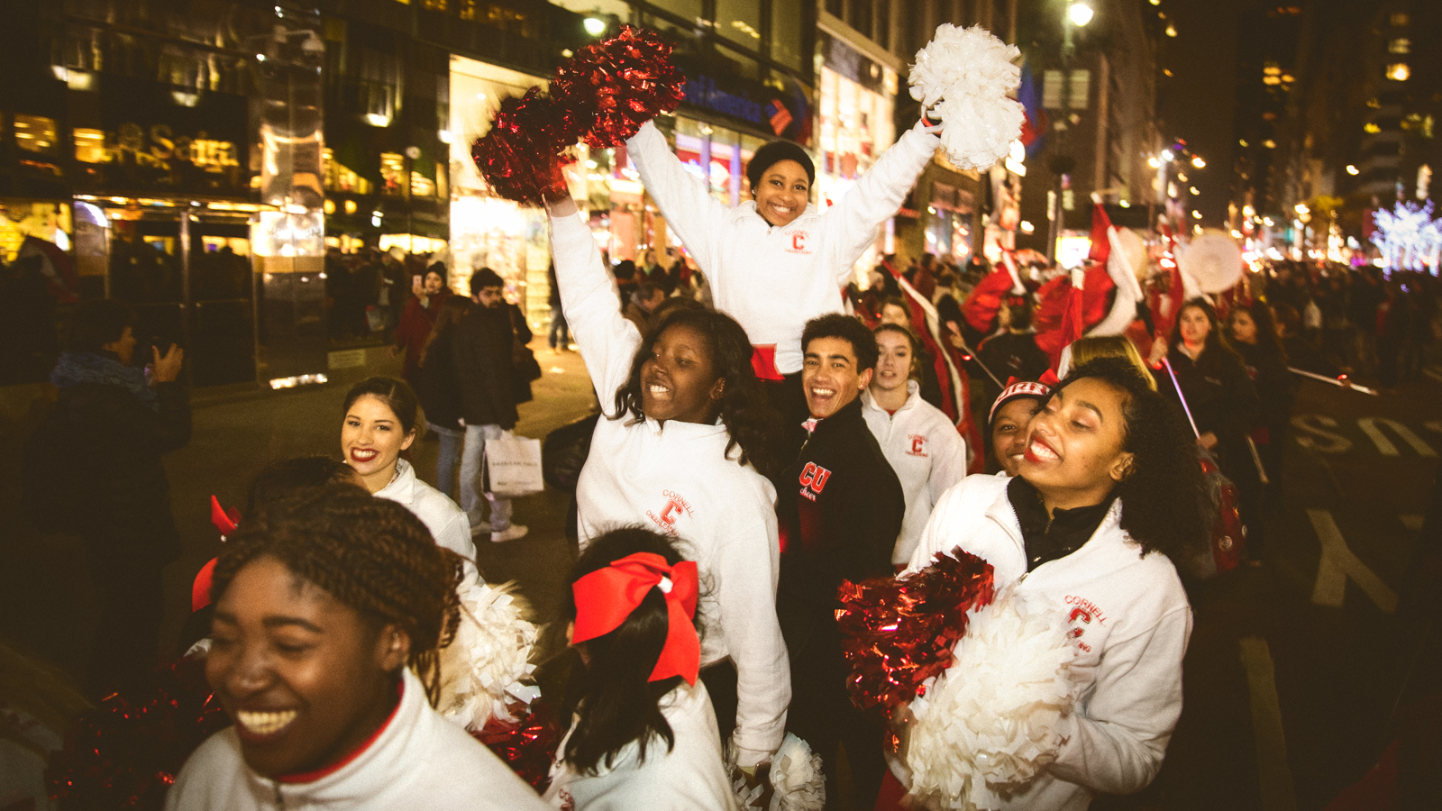Cheerleaders march in the Sy Katz Parade in New York City in 2018