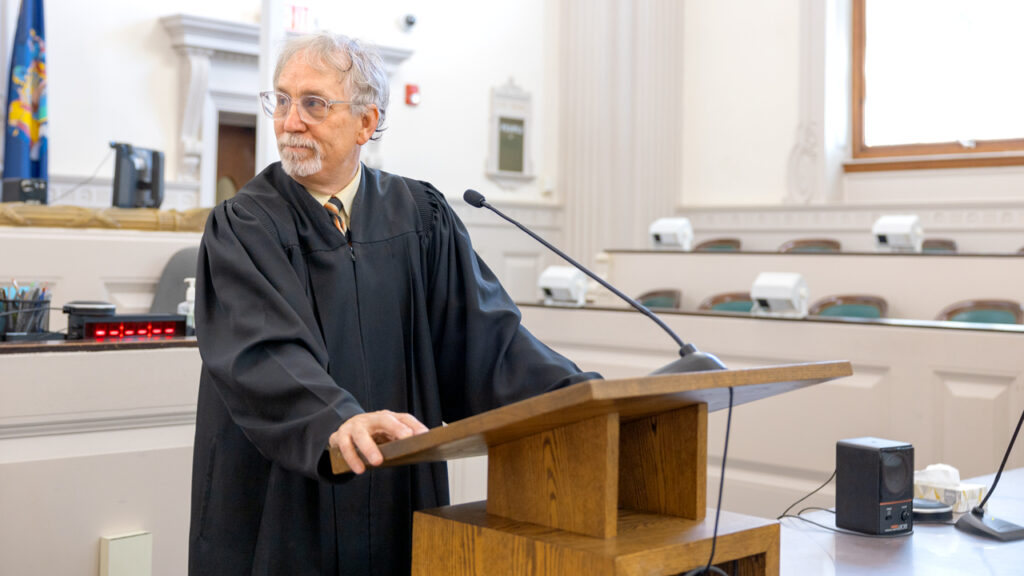 Judge John C. Rowley ’82, in the Tompkins County Courthouse on Thursday, October 20, 2022.