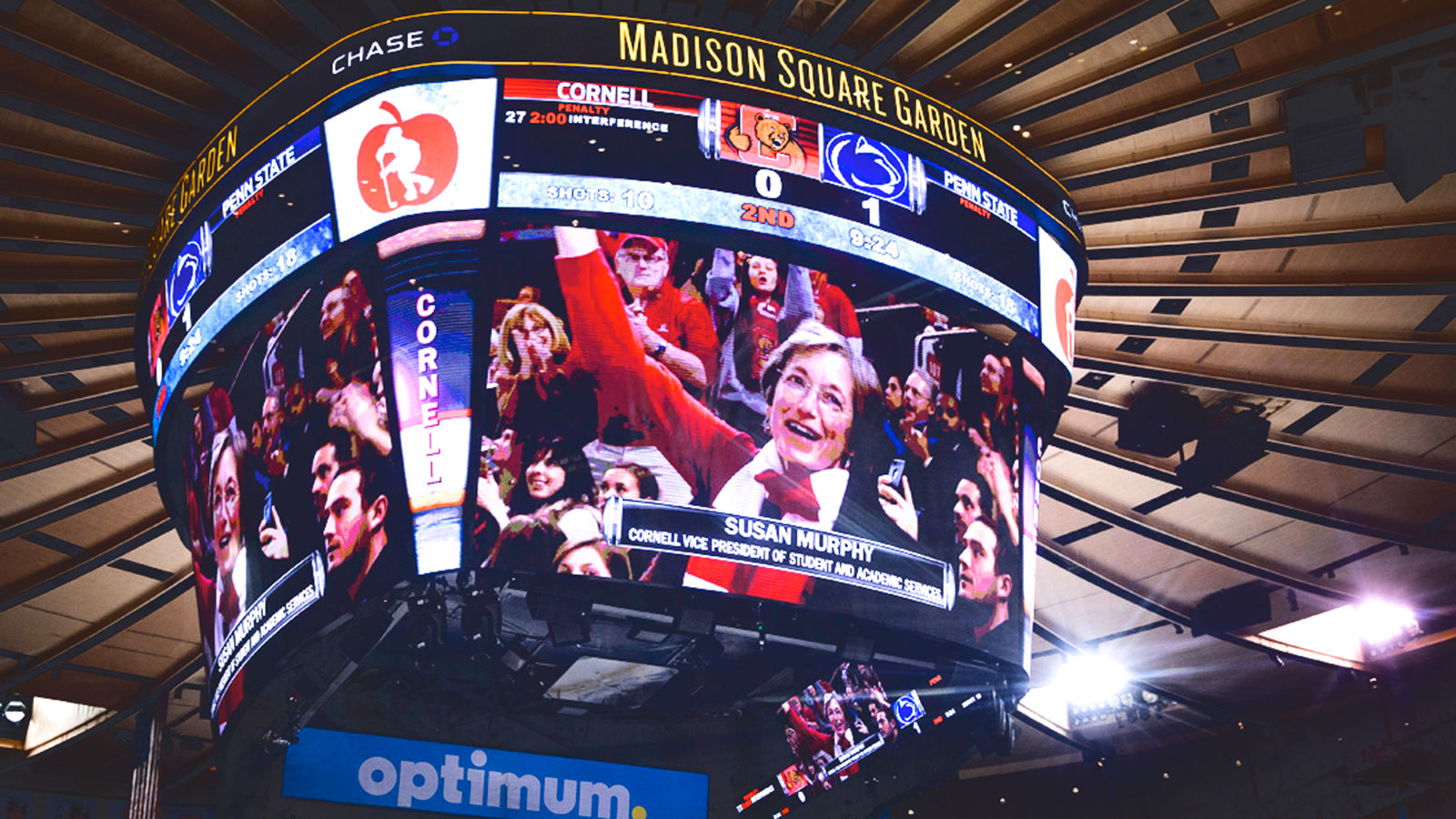 Susan Murphy attending the Frozen Apple hockey game at Madison Square Garden
