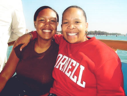 Siera Beal and her mom on a boat in Venice
