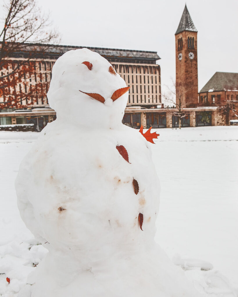 A snowman on the Cornell campus