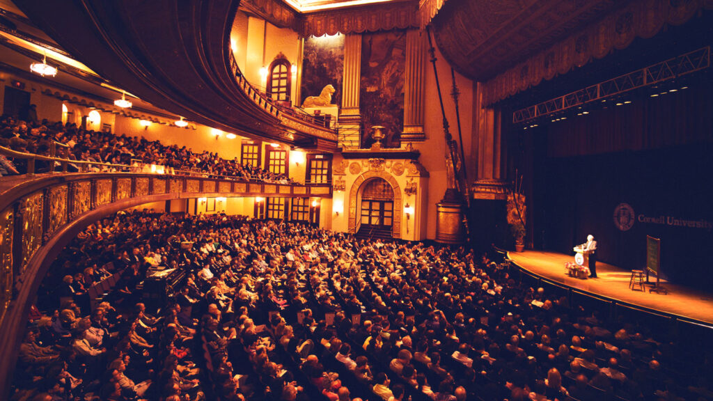 Walt LaFeber addresses the crowd at the Beacon Theatre in 2006