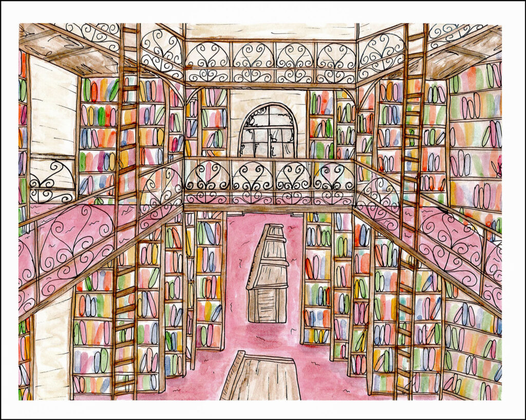 A drawing of A.D. White Reading Room