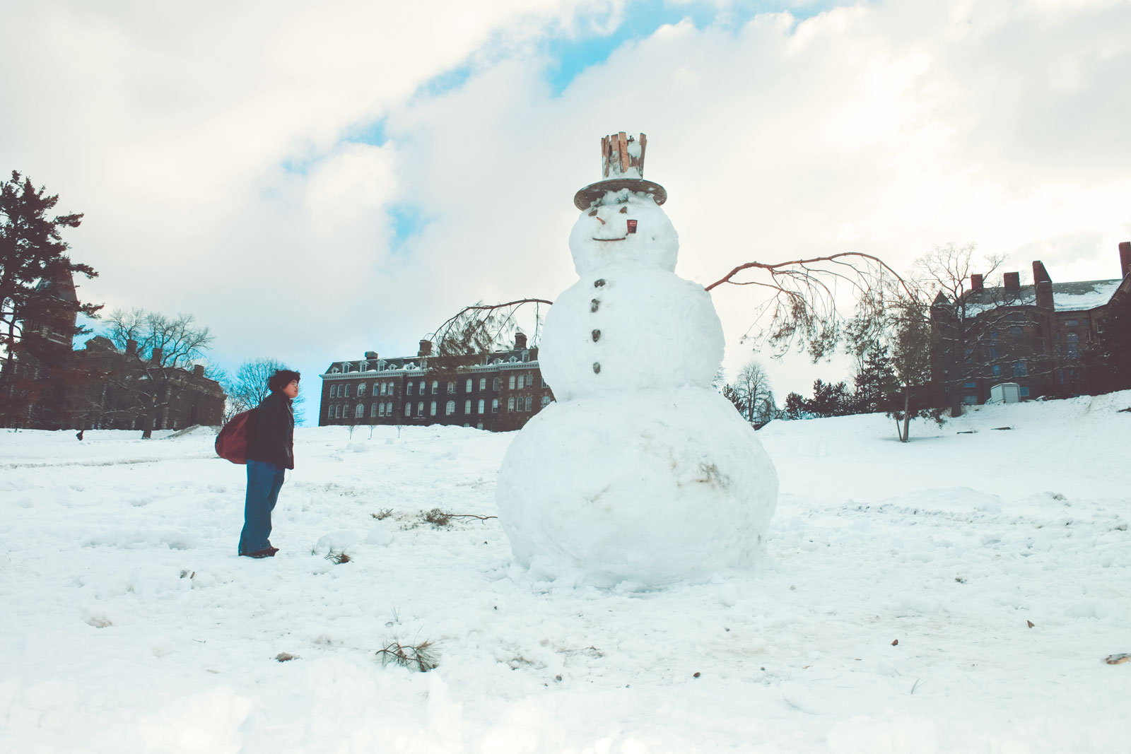 A snowman on Libe Slope