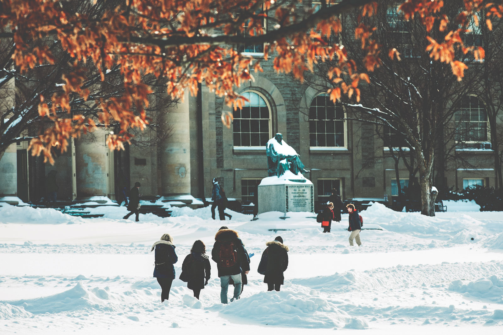 Tale as old as time: Students walk to class in the snow