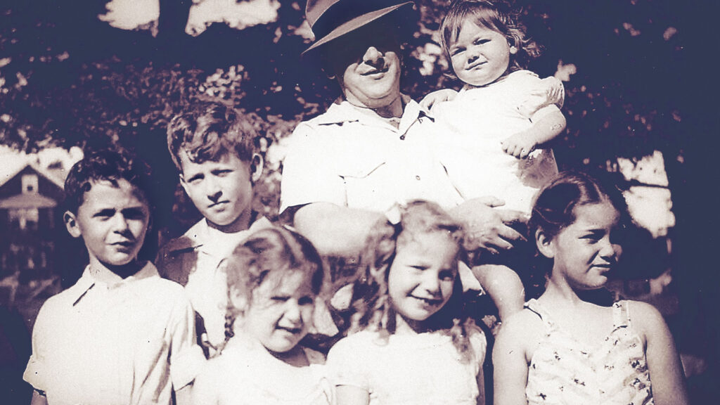 Kramnick, at left, pictured with cousins and an uncle in Millis, Mass.