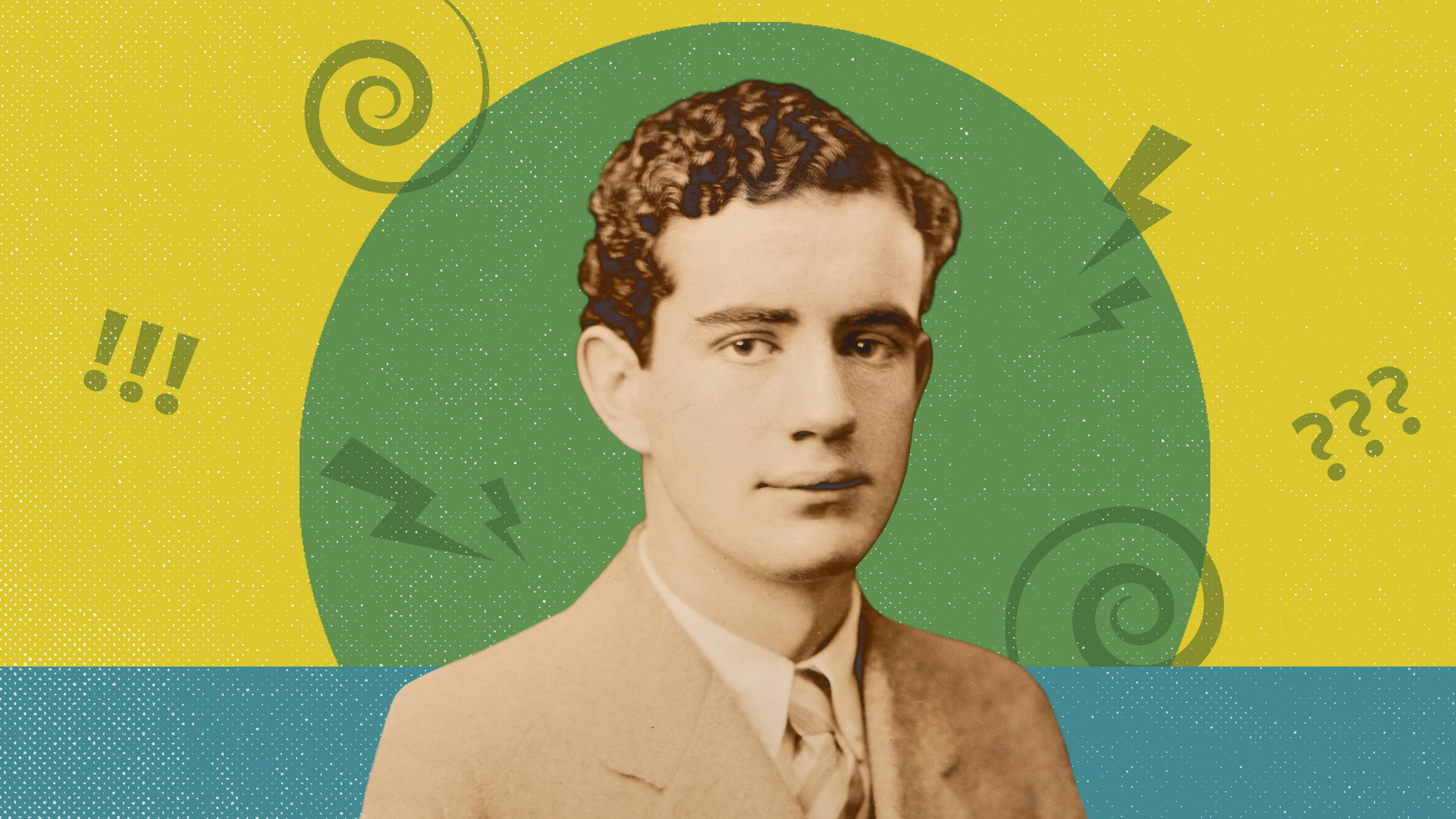 photo illustration of Hugh Troy, Class of 1926, on a graphic background