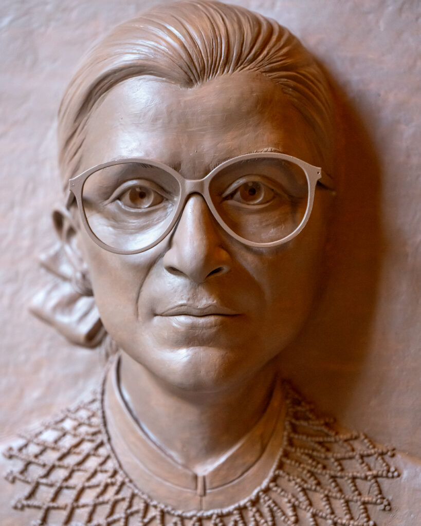 A sculpture of the Ruth Bader Ginsburg