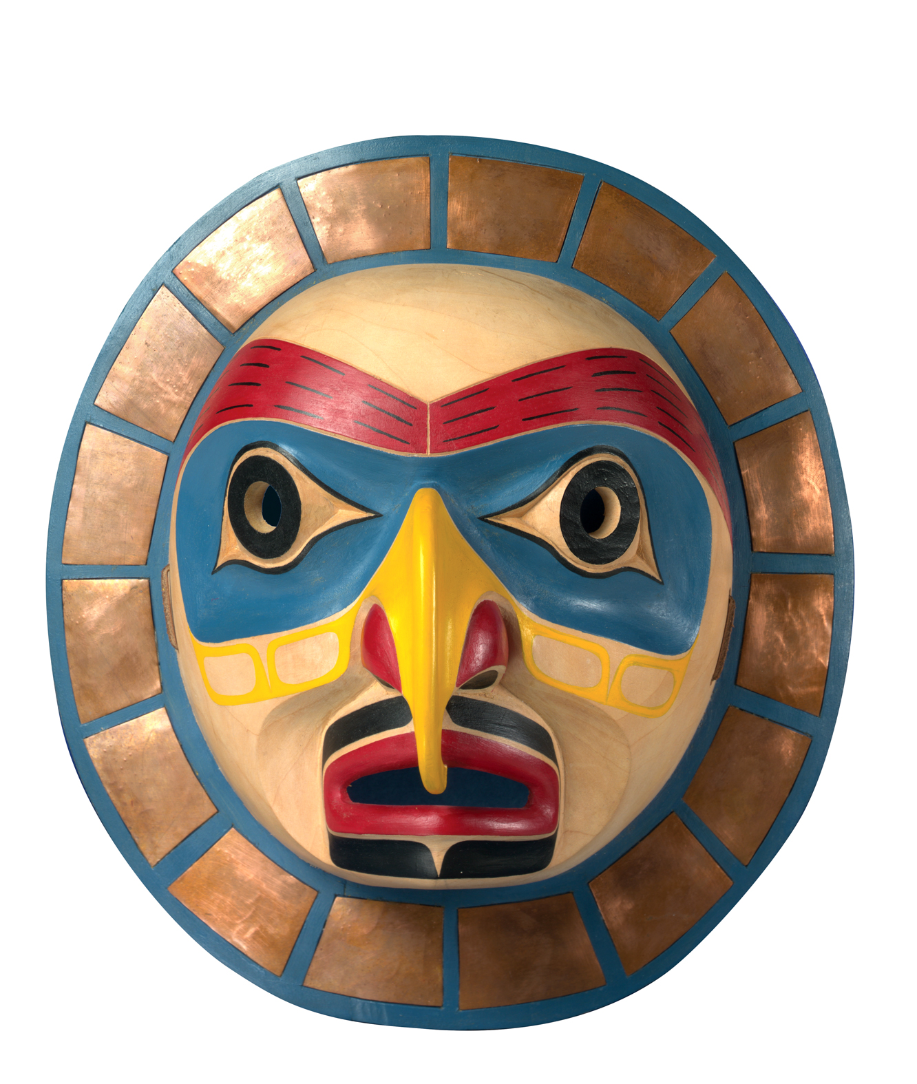 A 20th-century Kwakwaka’wakw Sun Mask by Gene Brabant.