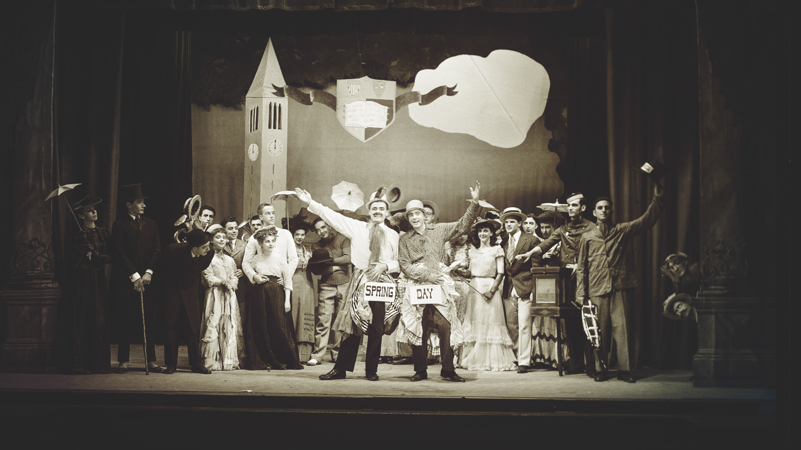 Cornell’s first Spring Day as reimagined on stage in the 1940s for the student musical “Once Upon a Hill”