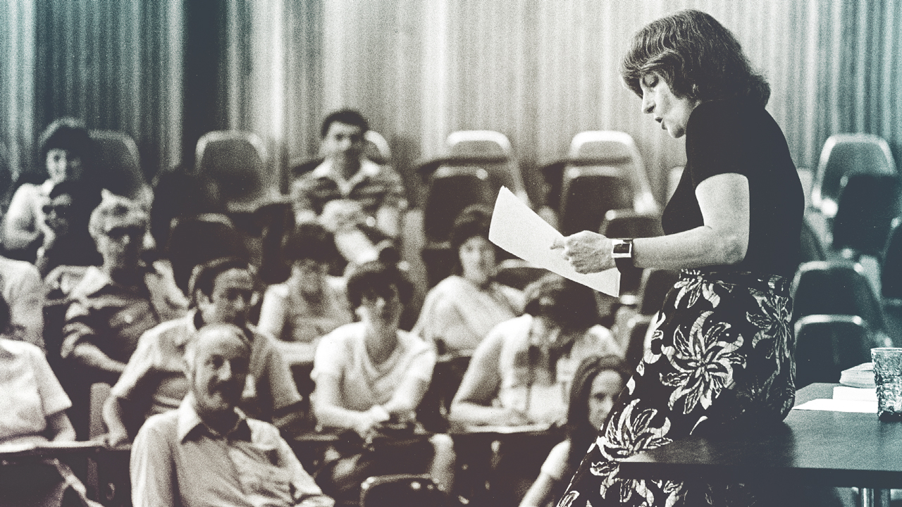 Alison Lurie in the classroom in 1977