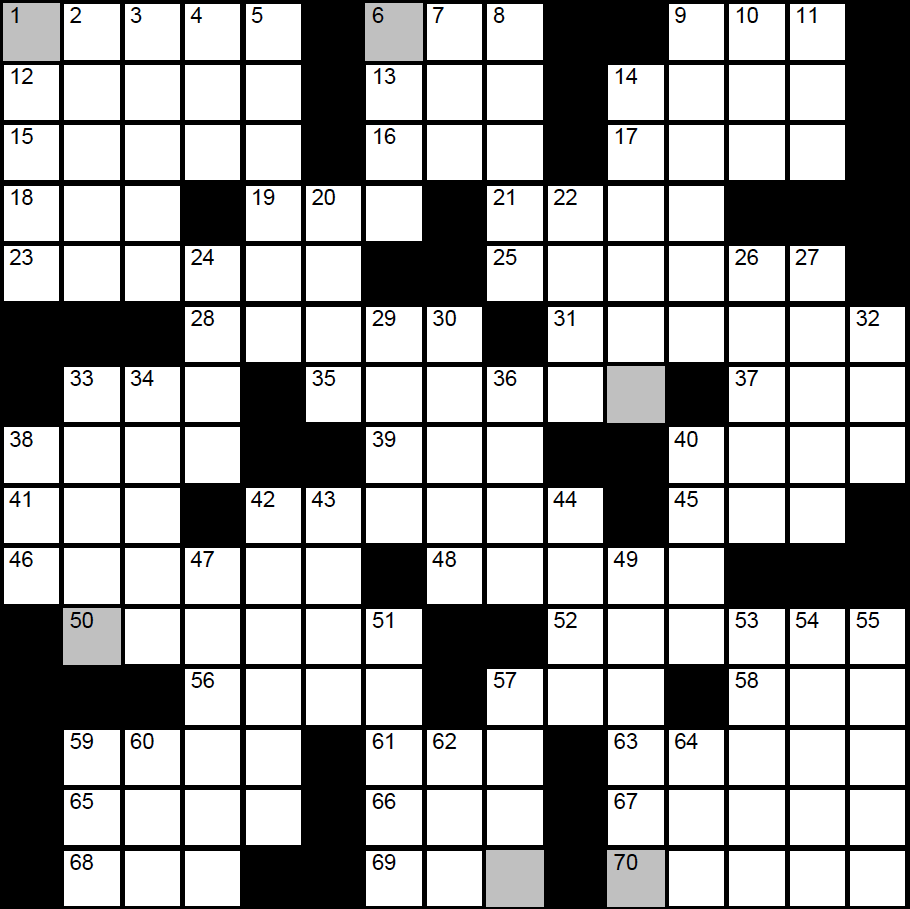 a blank crossword puzzle grid