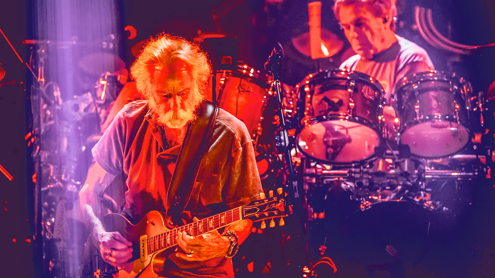 Grateful Dead guitarist Bob Weir and drummer Mickey Hart perform at Cornell University.