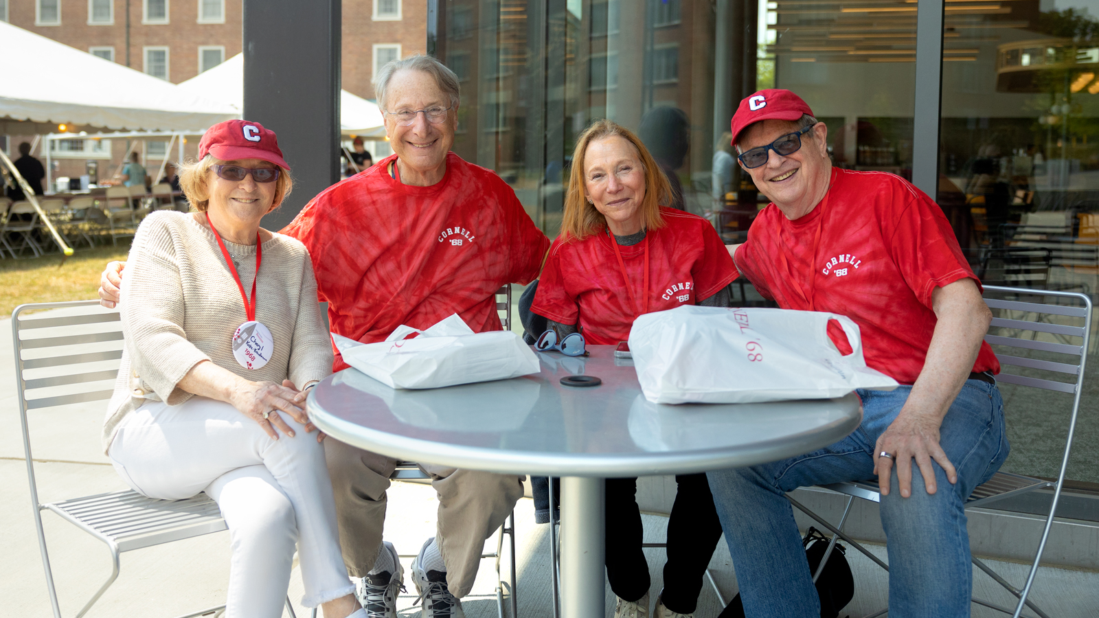 Members of the Class of ’68 enjoy a barbecue outside Morrison Dining Hall during Reunion 2023