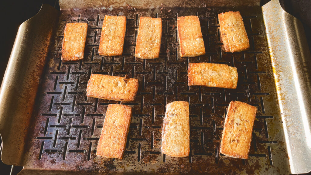 Tofu on the grill, basted with the Cornell Chicken recipe