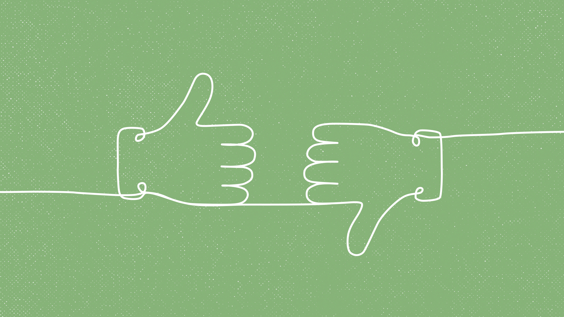 A GIF of hands doing thumbs up and thumbs down on a light green background