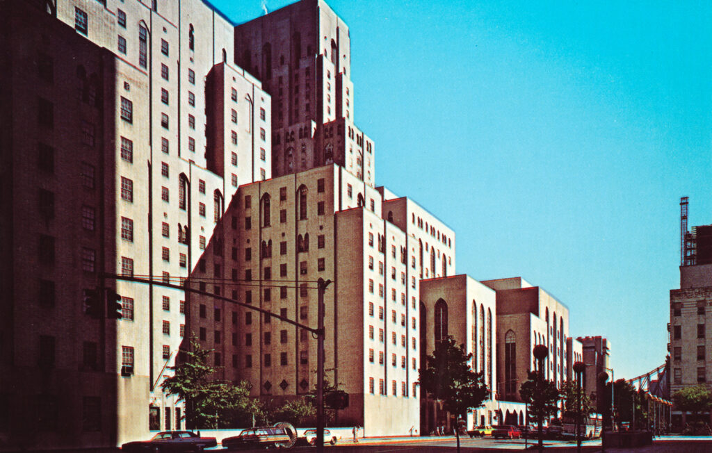 Postcard view of the nurses’ residence on York Avenue in NYC