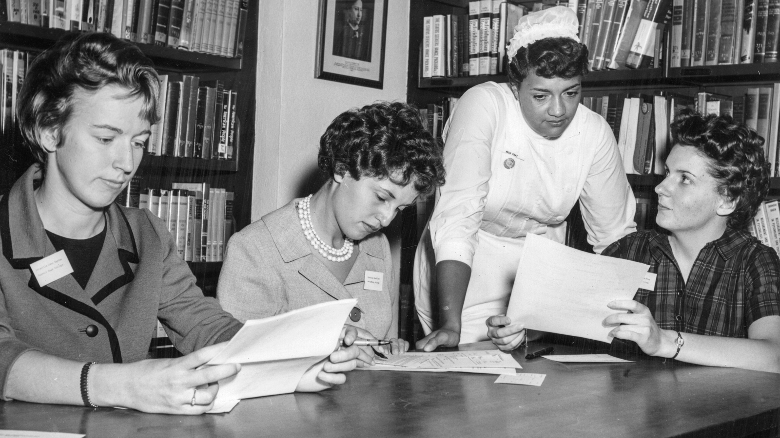 Visitors in the School of Nursing Library, 1961