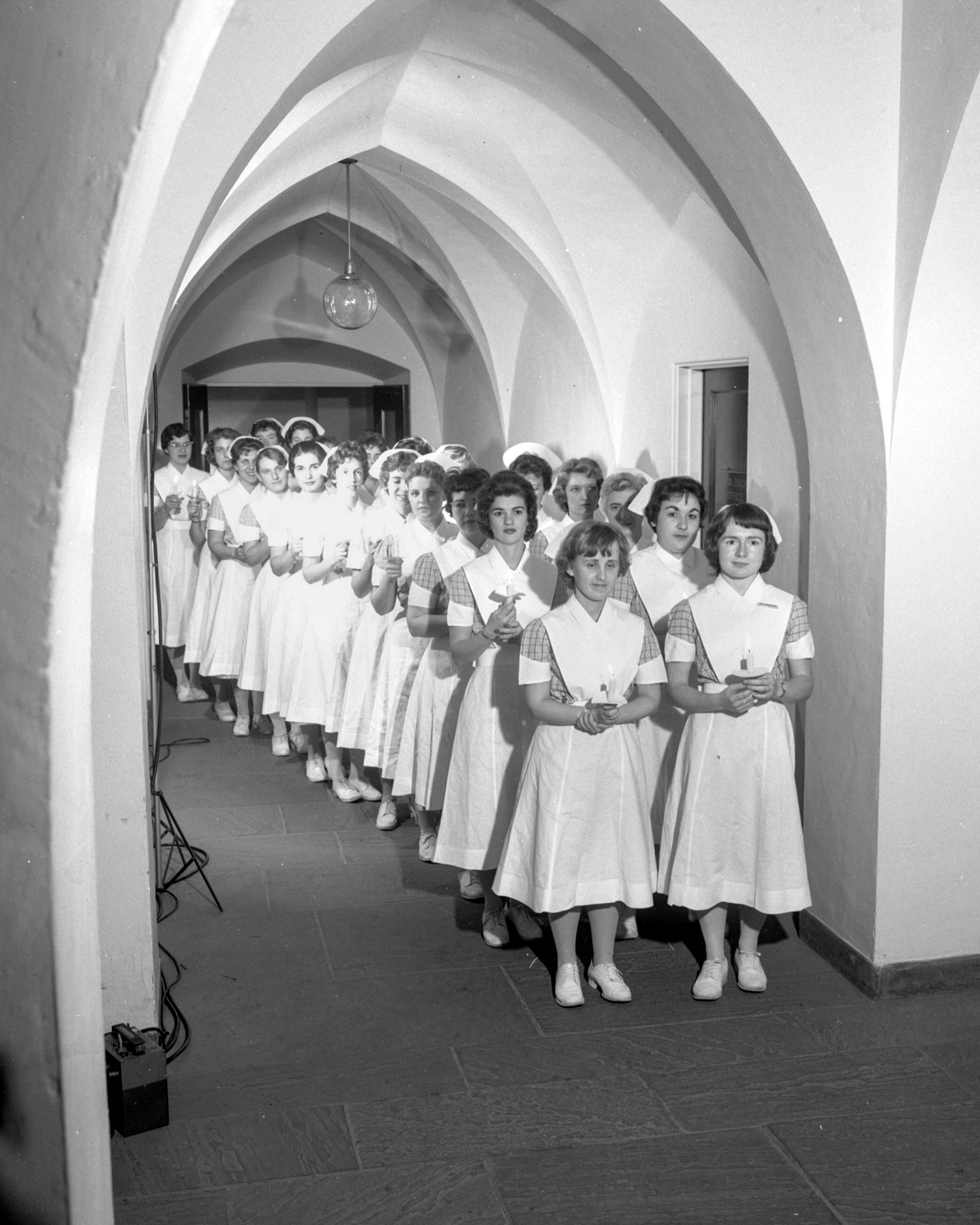 A candlelight service held in the nurses’ residence, 1960