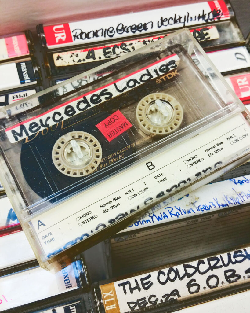 Cassettes of live show recordings from the late ’70s and early ’80s.