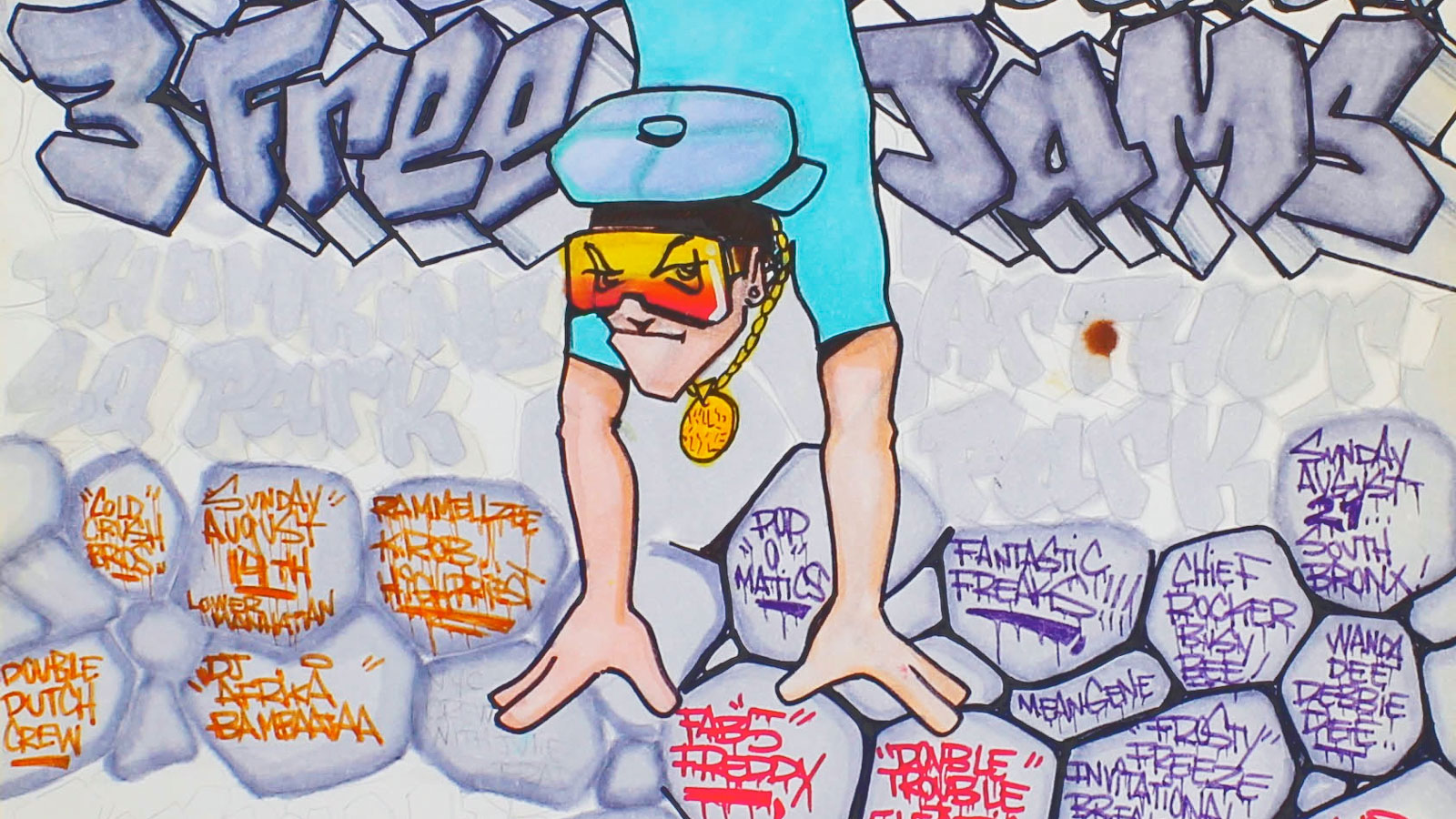Detail of a promotional illustration for the 1982 film "Wild Style," from the Charlie Ahearn Wild Style archive — Cornell Hip Hop Collection