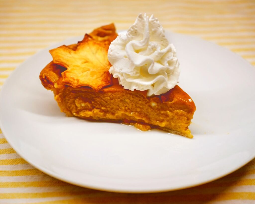 A slice of maple pumpkin pie