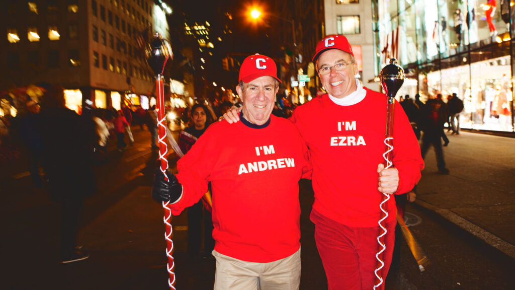 Andrew Tisch ’71 joins Ezra Cornell in 2014 to lead the Sy Katz '31 parade procession down Fifth Avenue in New York City