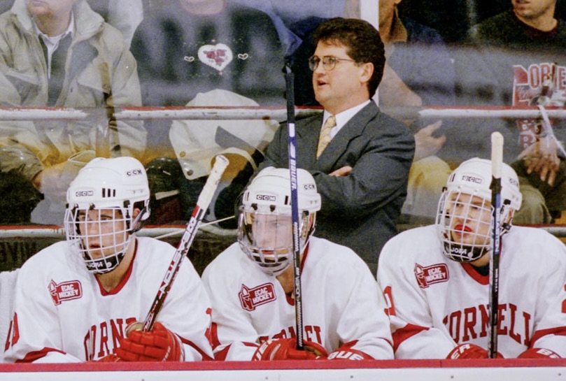 Schafer coaching men's ice hockey during the 1998-1999 season.