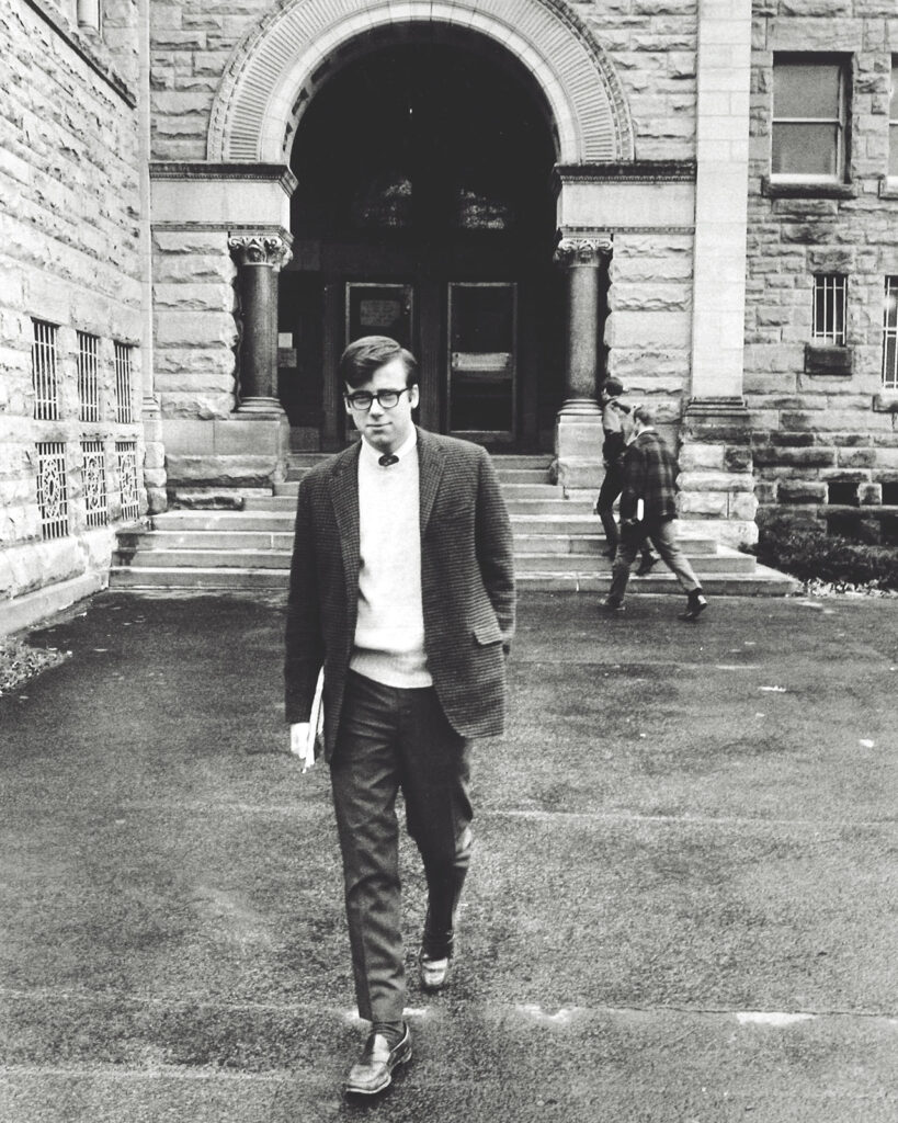 Ezra Cornell ’70 leaving Uris Library in 1969