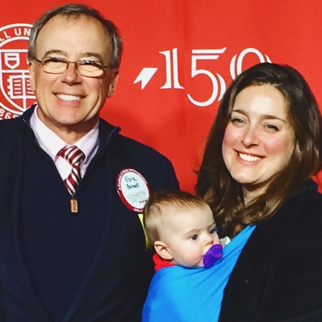 Ezra Cornell with daughter Katy and granddaughter Marion during Sesquicentennial celebrations.
