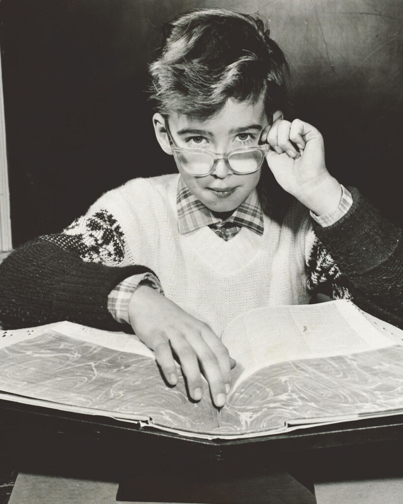 Young Ezra at age 11 in 1959, shortly after being named a University trustee-in-waiting.