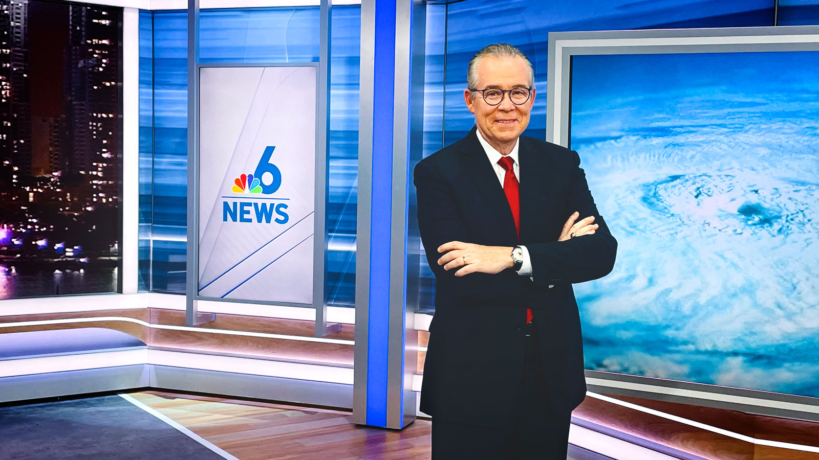 John Toohey-Morales, hurricane specialist, on the NBC 6 newsroom set in Miami