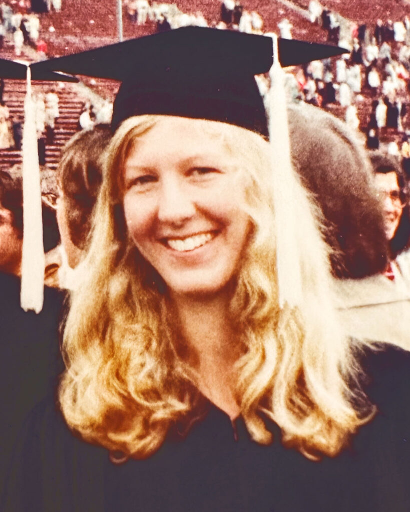 Dr. Rebecca Smith-Coggins in her Cornell graduation cap and gown