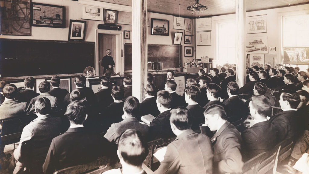 Professor Thurston teaches a class in the 1890s