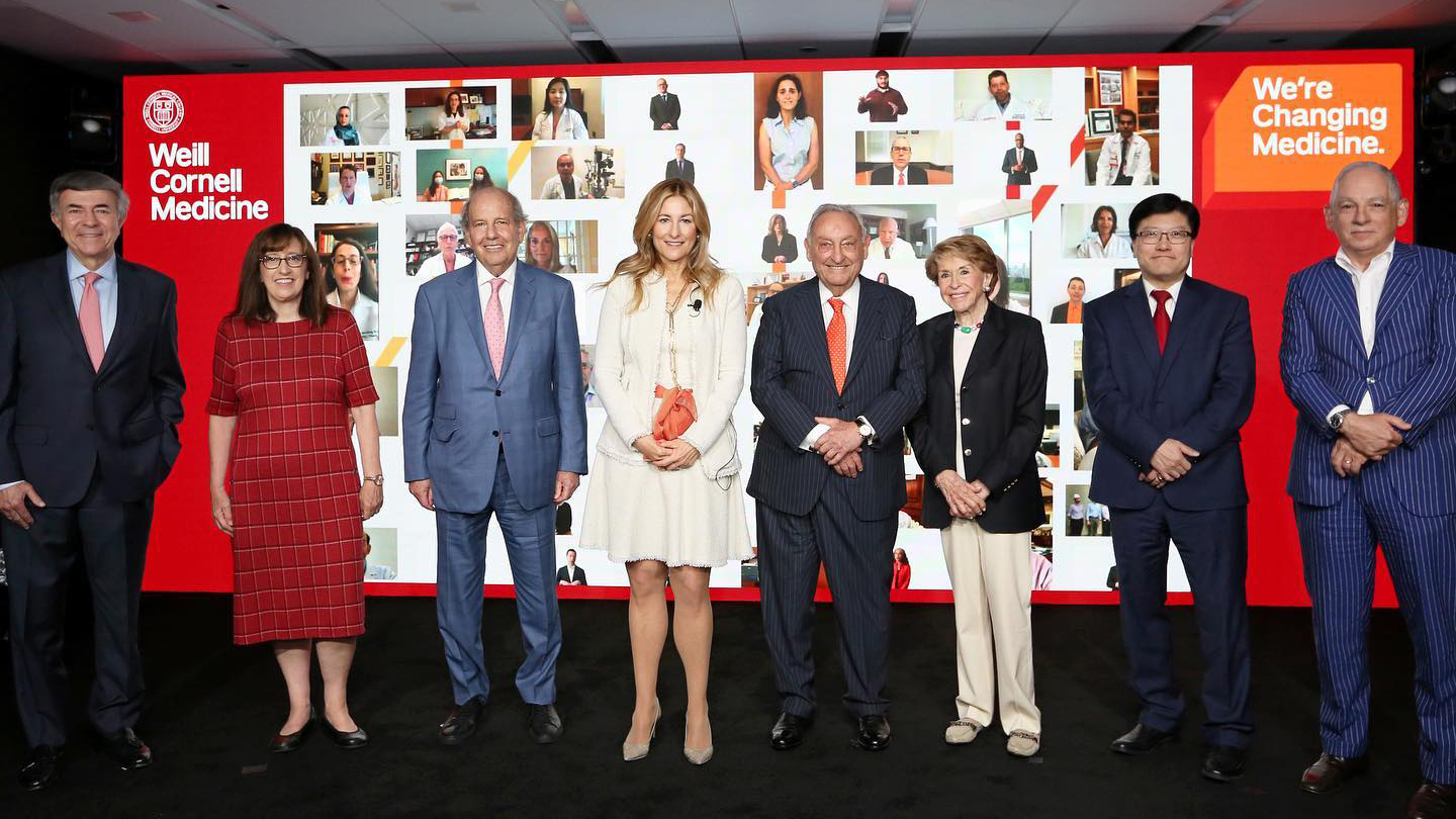 Martha Pollack on stage with fellow dignitaries, launching Weill Cornell Medicine’s $1.5 billion campaign in 2021.